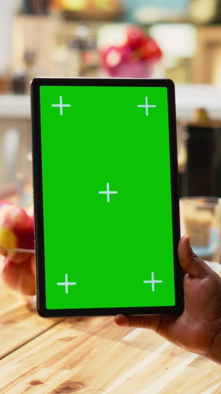 Vertical Video Mockup screen with African American family gathered for breakfast