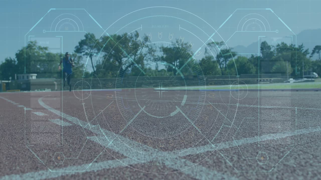 장애인 아프리카계 미국인 남성 달리기 선수에 대한 데이터 처리 애니메이션