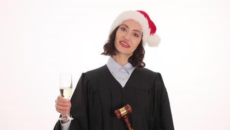 Festive Judge Celebrates Christmas with Champagne