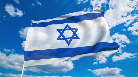 flag of israel with fabric structure against a cloudy sky (loopable)