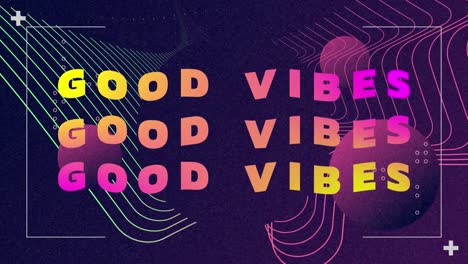 Animation-of-good-vibes-text-with-scope-and-marker-on-blue-background