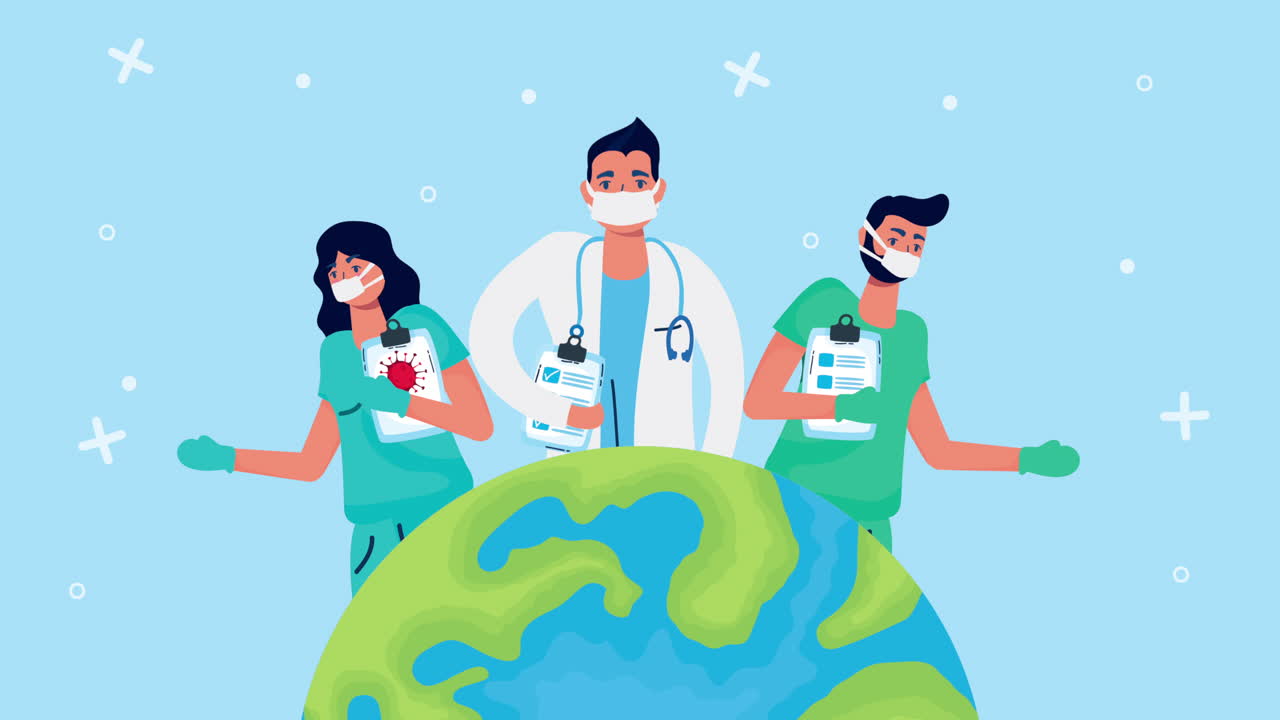 глобальные медицинские работники, борющиеся с пандемией