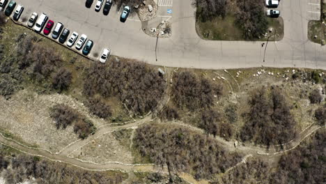 hiking trails in the wasatch mountains of utah - aerial overhead view