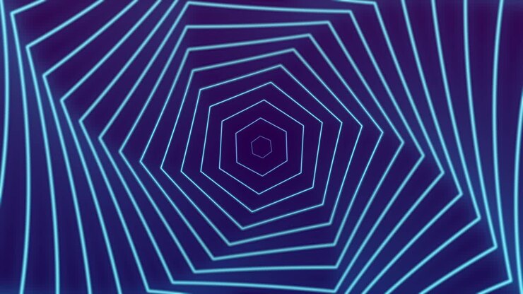 Animação Abstrata de Túnel Hexagonal Azul Brilhante