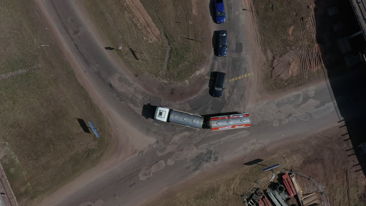 Aerial footage of road construction in Latvia
