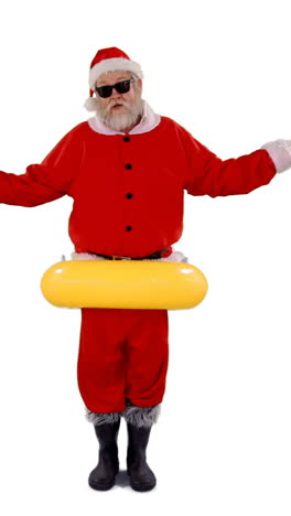 santa claus atrapado en un tubo inflable