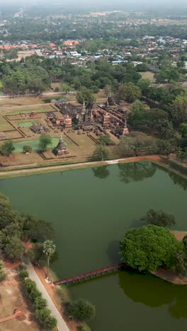 aerial view of sukhothai historical park in thailand