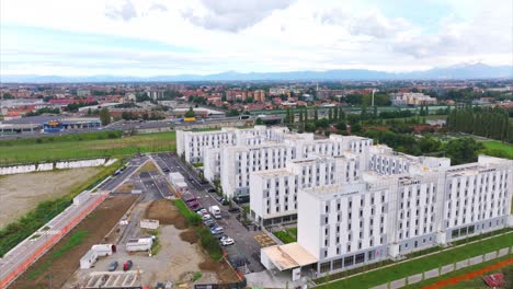 aerial view of modern apartment complex in city