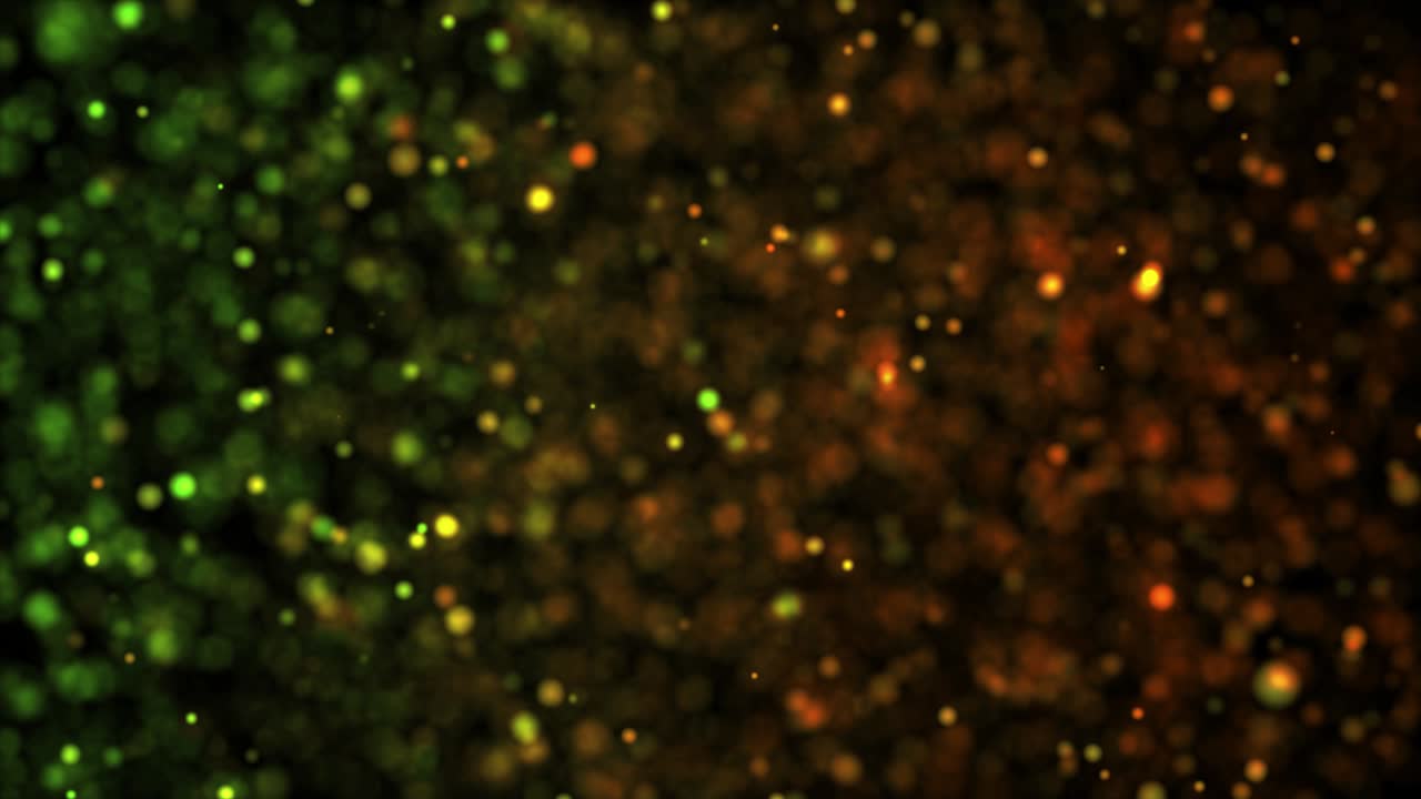 fondo de puntos abstractos. partículas iluminadas multicolores. profundidad de campo. iluminación abstracta, polvo, partículas y deslumbramiento en un fondo oscuro. tecnología futurista. bokeh. animación de bucle 3d, vj, 4k