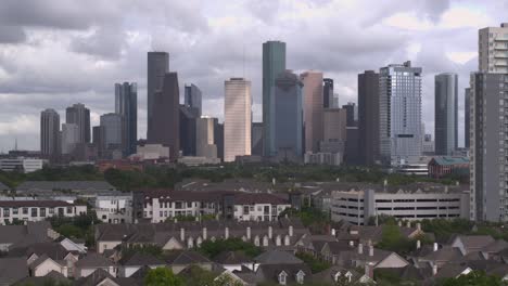 establishing shot of downtown houston, texas