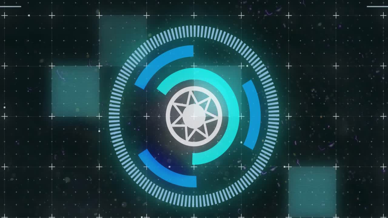 파란색과  ⁇ 색의  ⁇ 박이는 불빛으로 원형 범위를 보여주는 애니메이션