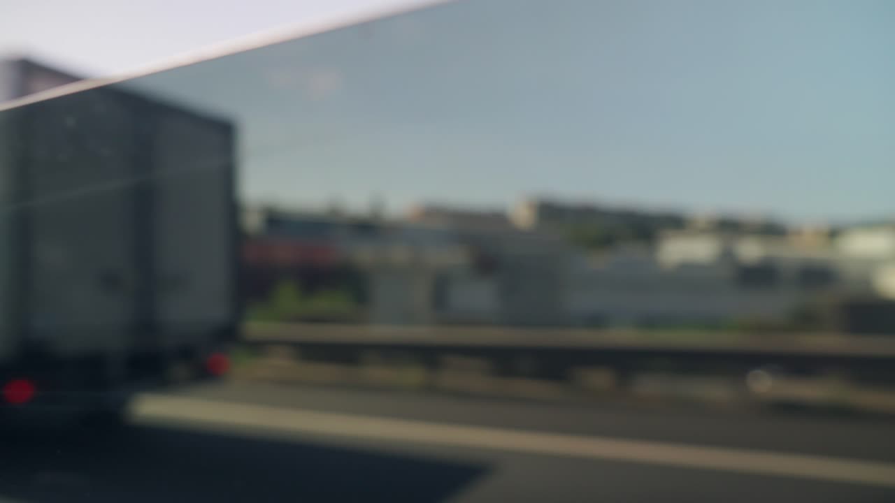 Blurred view from a car window on a highway
