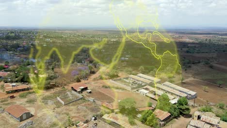 cuadrícula de tierra digital en el asentamiento de áfrica