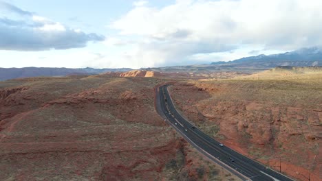 interstate highway through utah countryside desert, aerial view