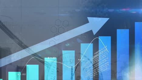 animación del procesamiento de datos financieros con flecha