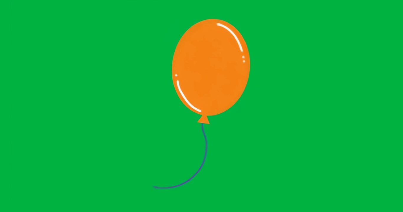 Palloncino rilasciato che sale verso l'alto con la corda che ondeggia e sfarfallio glitch su livello trasparente.