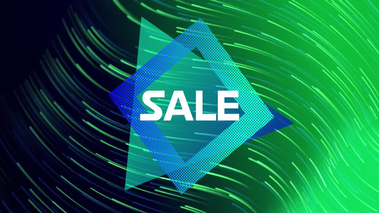 사각형과 검은색과 녹색 바탕에 선을 가진 판매의 애니메이션