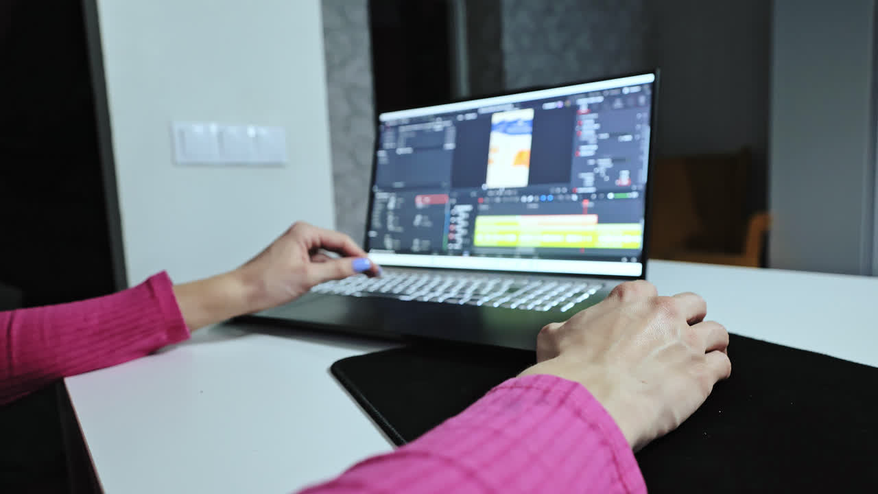 Female marketer prepares engaging video content for social media platforms