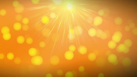 abstract yellow-orange background with lens flares on top of the frame, and blurred white lights with bokeh effect 2d animation