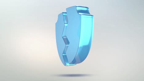 el icono de protección está hecho de vidrio. icono de seguridad giratorio translúcido con canal alfa de color azul verde. bucle sin costuras