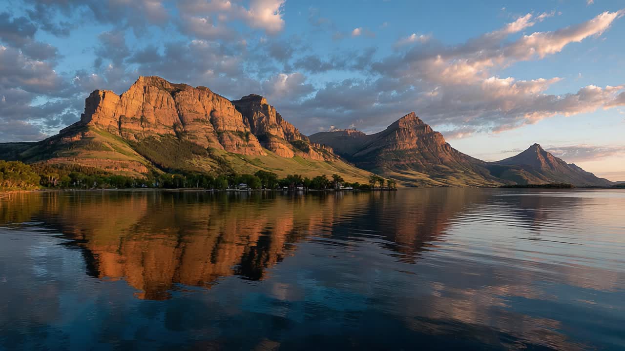 Serene Mountain Reflections at Sunset: A Captivating View Across Tranquil Waters Highlighting Nature's Majestic Beauty