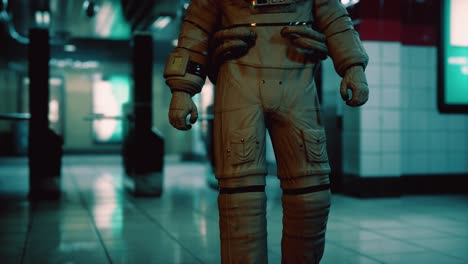 astronauta en el metro subterráneo