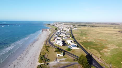 A-lower-shot-of-Port-Macdonnel,-a-small-coastal-farming-town-in-South-Australia