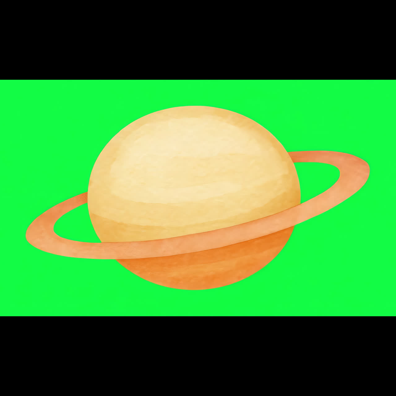 Saturn illustration with rings animation isolated asset, transparent 4K video, alpha channel, ProRes