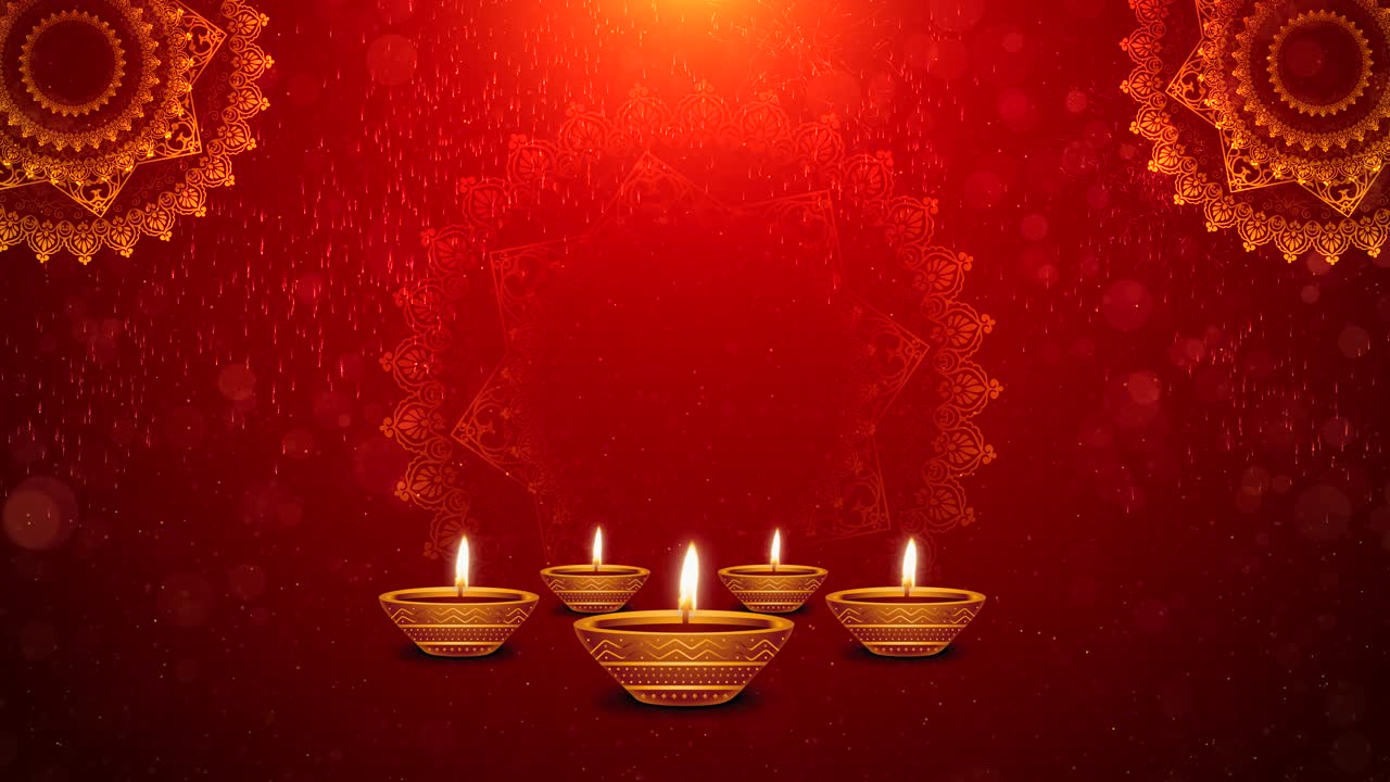 Sfondo animato di auguri di buon Diwali con lampada diya. Animazione di buon Deepavali