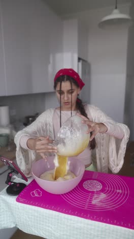woman baking a dessert