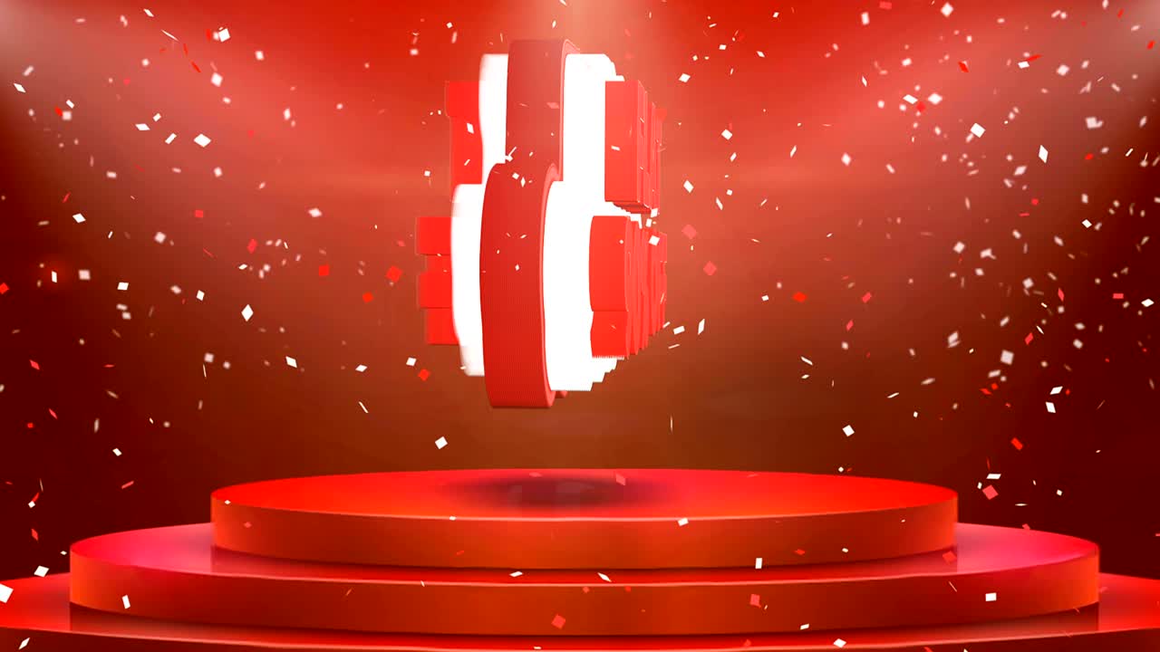 Flat 90 off Text Animation Stage Podium Confetti Loop Animation
