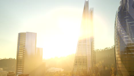 Rascacielos-De-La-Ciudad-Con-Toques-De-Lentes-Al-Atardecer