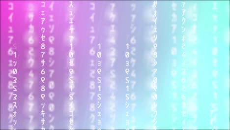 cuadrícula de matriz, introducción de matriz, números binarios en caída que representan código de computadora con fondo multicolor