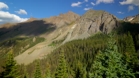 cinematic colorado ridgway silverton telluride 14er mount sniffels wilderness blue lakes mid trailhead late afternoon bluebird day light clouds stunning rocky mountain landscape breeze slight pan