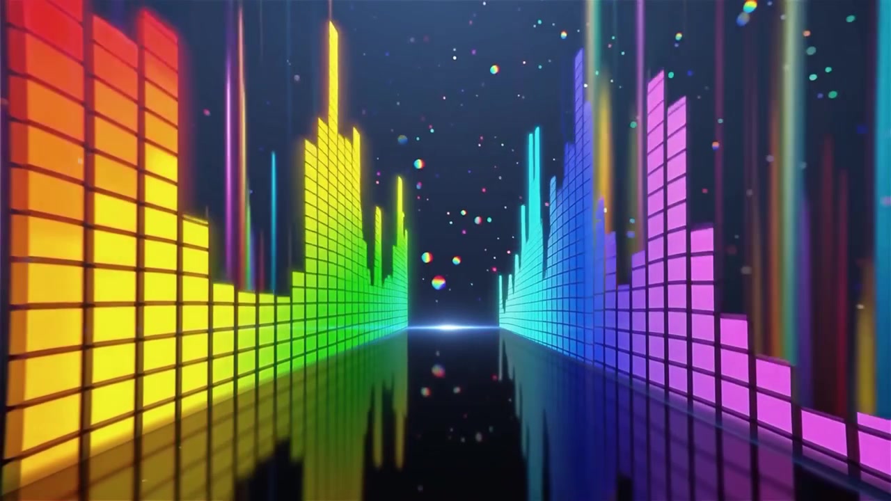 Futuristic Rainbow Neon Music Equalizer Visualizer Background