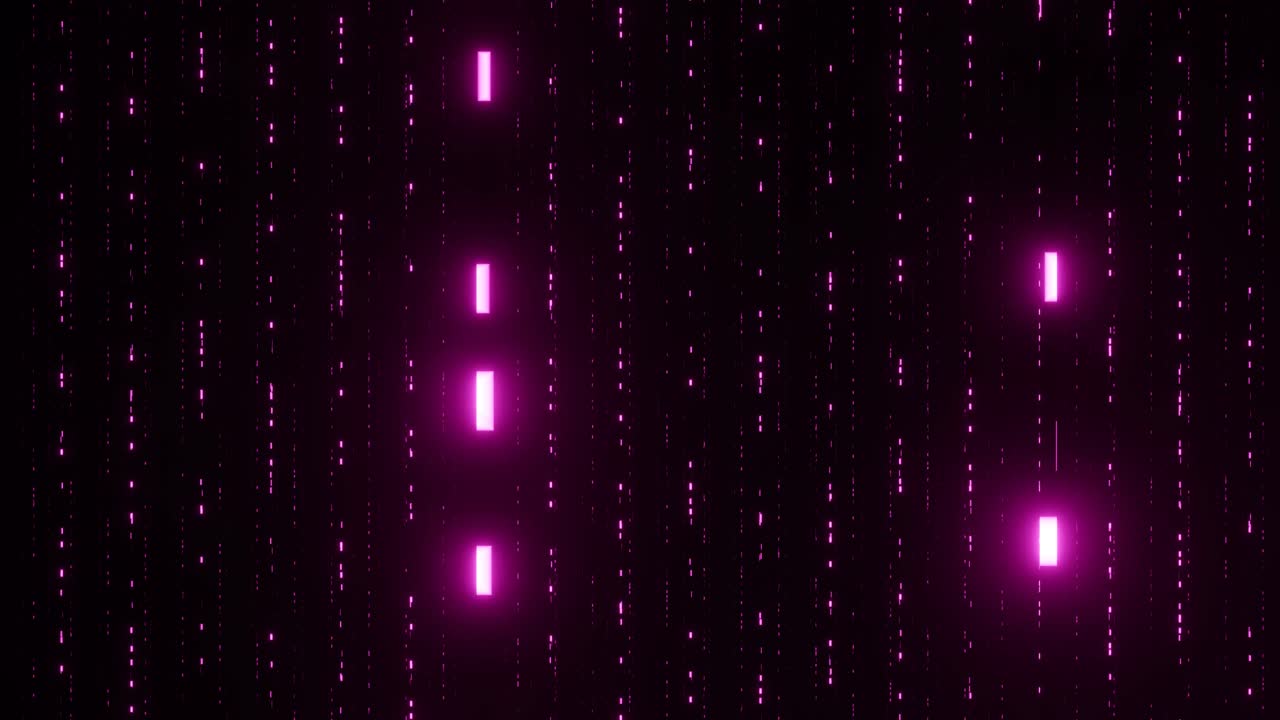 Matrix style binary code pink background. The camera moves through the falling sighs. Data code, decryption and encoding, cyber technology. 4K seamless loop animation