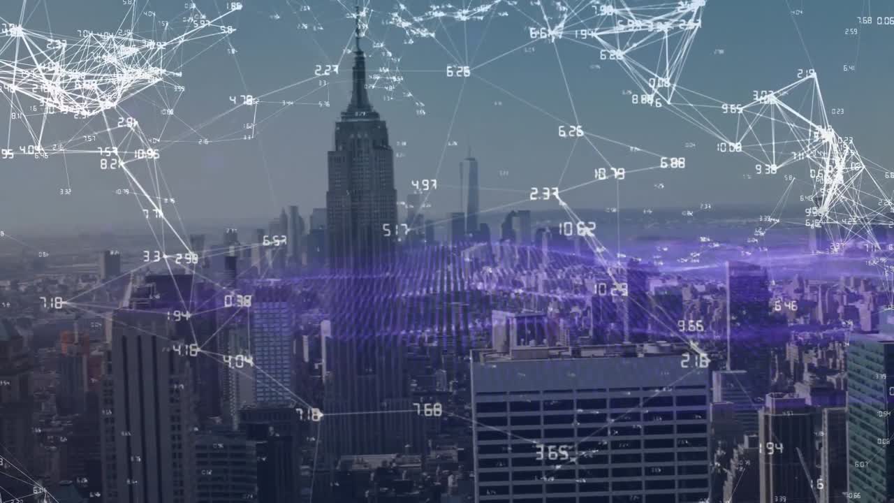 도시 풍경에 대한 연결 네트워크의 애니메이션