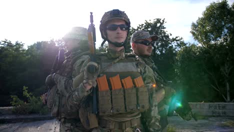 portrait of brave homeland defenders in uniform