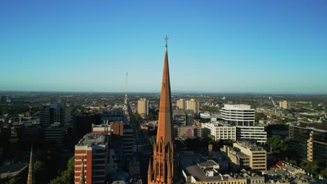 aerial drone reveal of a church in melbourne, victoria, australia