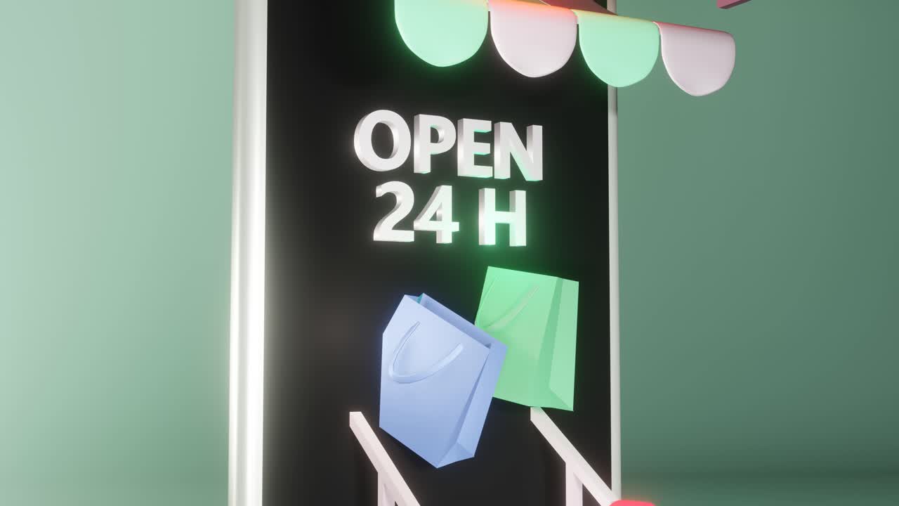 3d 렌더링 개념적 온라인 쇼핑 애니메이션