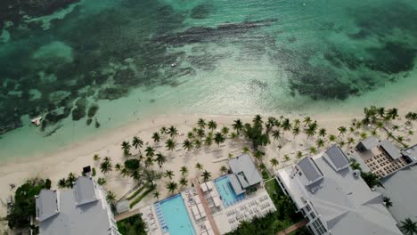 amazing aerial tropical shot of blue sky turquoise water in st