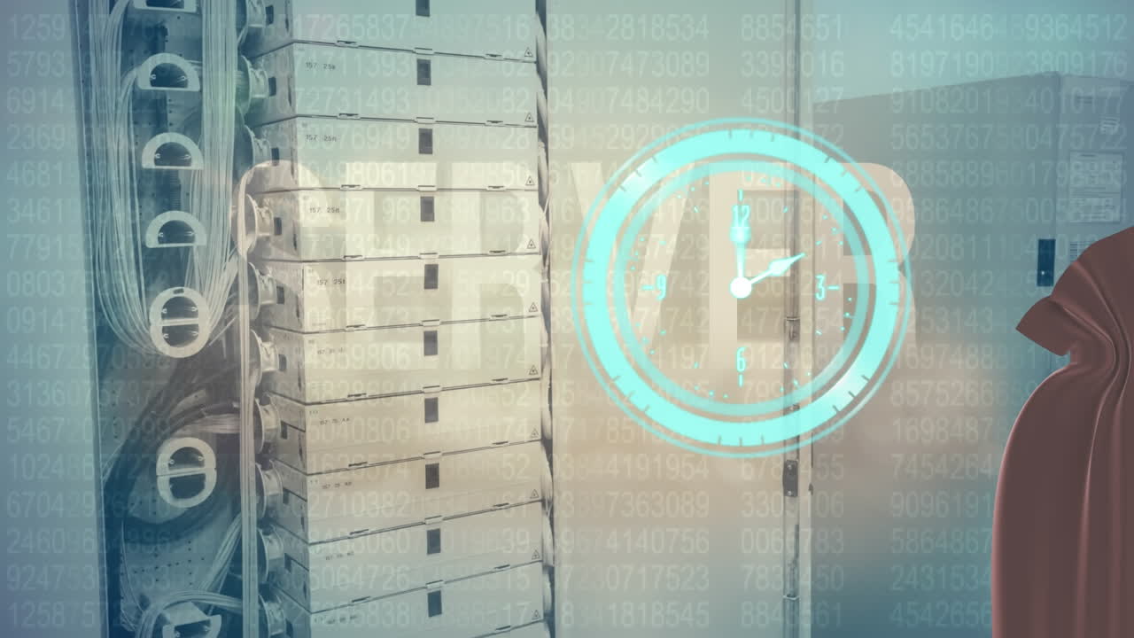 animación del reloj para siempre texto y procesamiento de datos financieros.