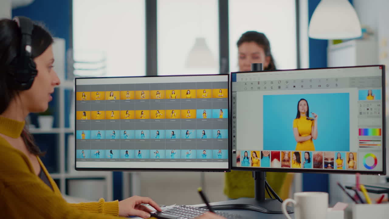 editor gráfico profesional que retoca las fotos del cliente