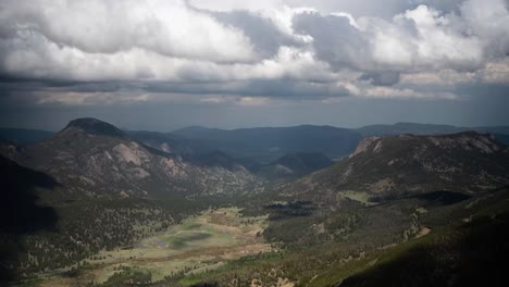 timelapse at rocky mountain national park with clouds passing over the mountains