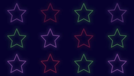 neon rainbow stars pattern in rows