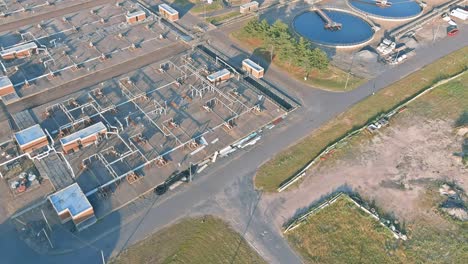 panoramic view of modern urban wastewater treatment plant water purification is the process of removing undesirable chemicals