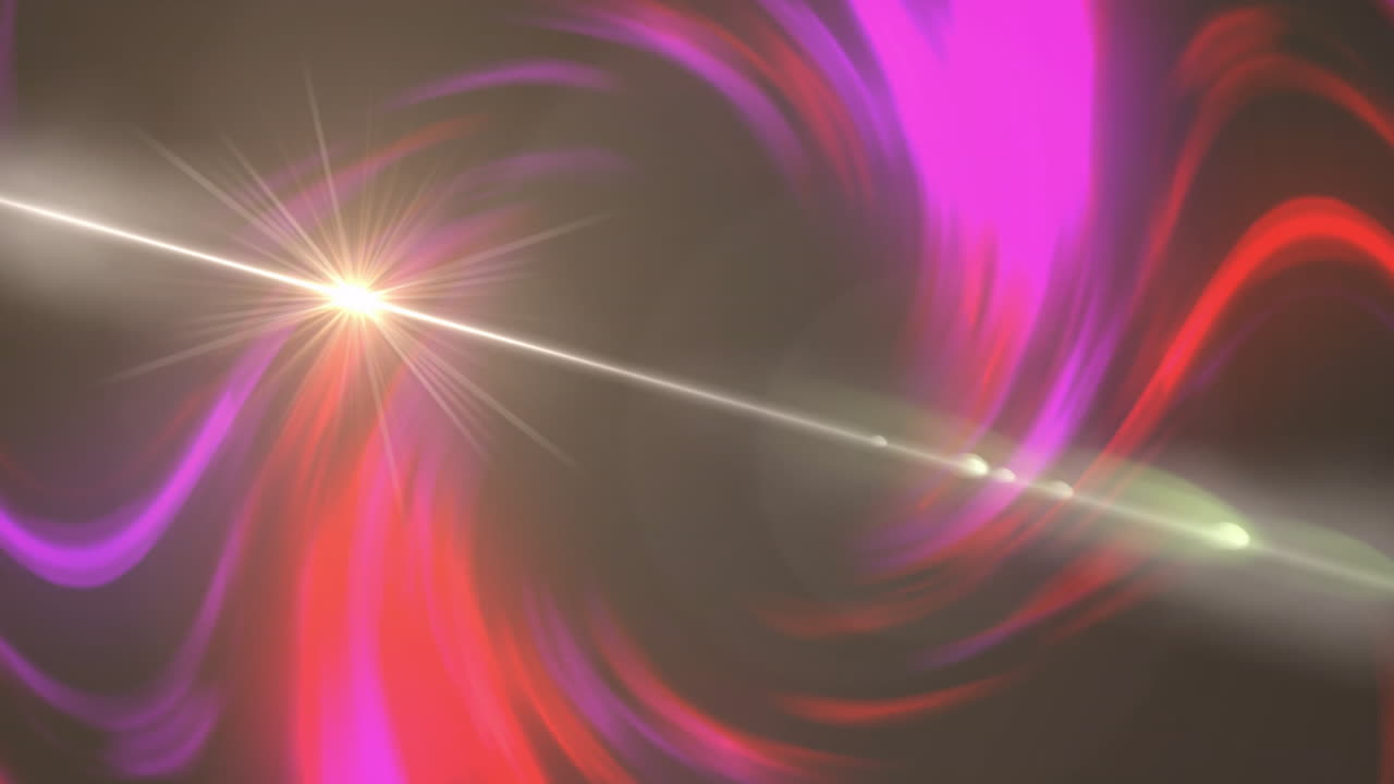 Creating dynamic abstract visual effect, colorful light beams with swirling animation