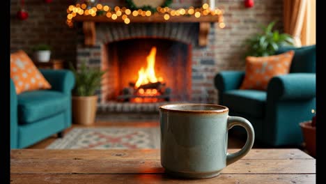 cozy christmas evening by the fireplace