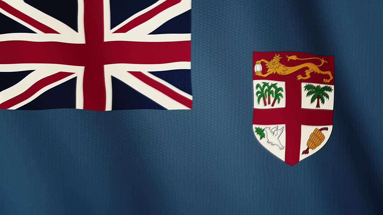 피지 발을 흔들고 있는 애니메이션. 전체 화면. 국가의 상징