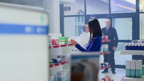 happy shopper in professional apothecary